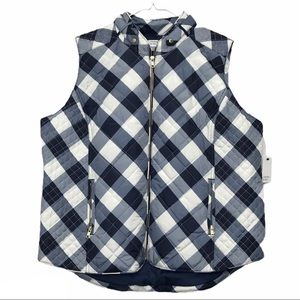 NWT Crown & Ivy Plaid Quilted Vest Size XXL